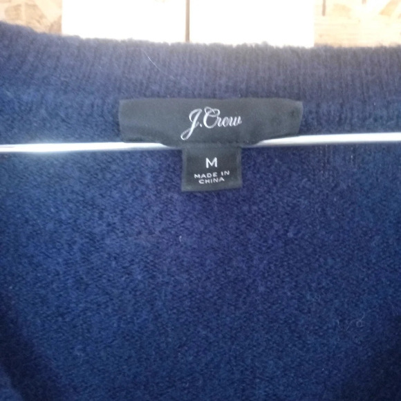 J. Crew Navy Blue V Neck Alpaca Wool Blend Knit Sweater Size Medium - Picture 6 of 7